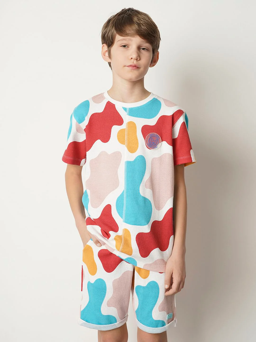 Boys White Colourblocked Co-ord Set T-shirt - Image 2