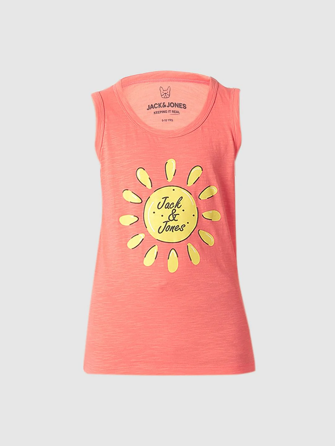 Boys Peach Printed Sleeveless T-shirt - Image 7