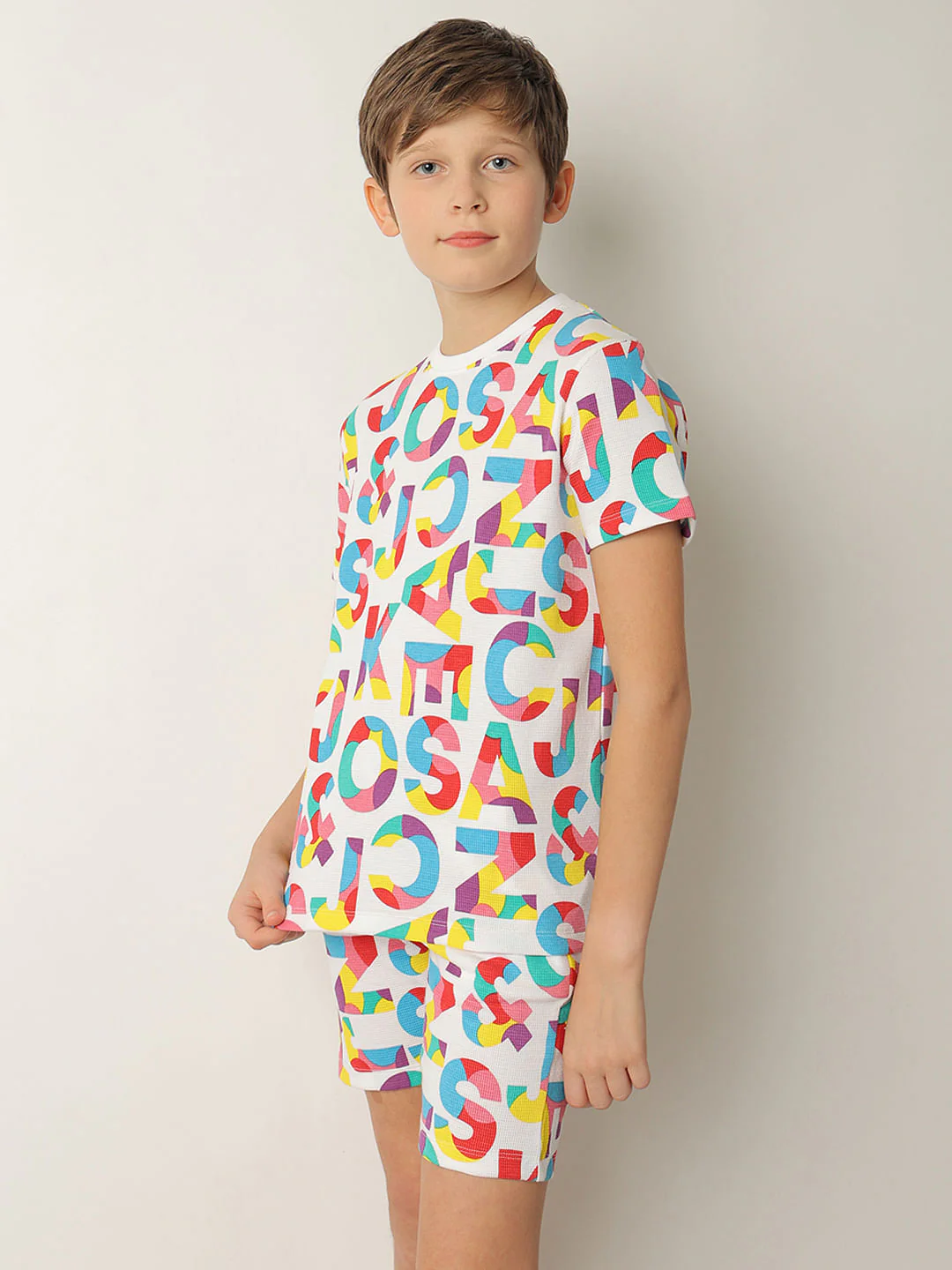 Boys White Printed Co-ord Set T-shirt - Image 3