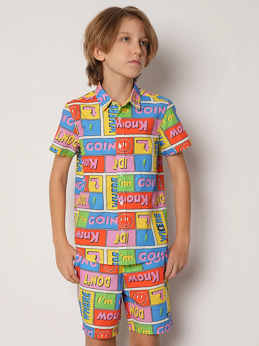 Boys Yellow Printed Co-ord Set Shirt - Image 2