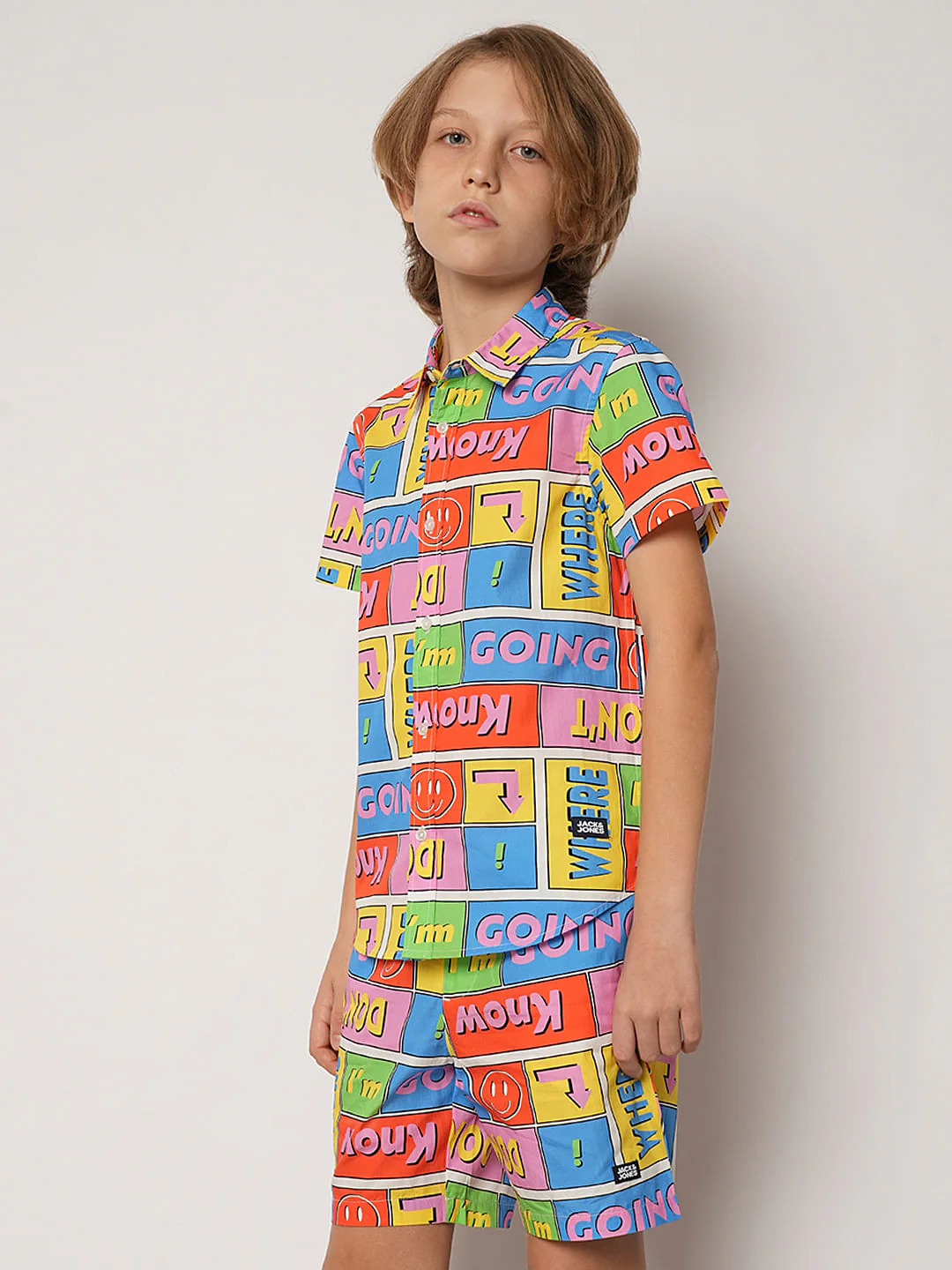 Boys Yellow Printed Co-ord Set Shirt - Image 3