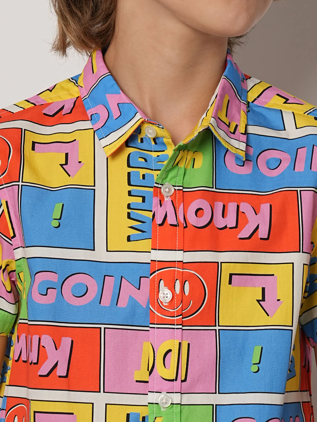 Boys Yellow Printed Co-ord Set Shirt - Image 6