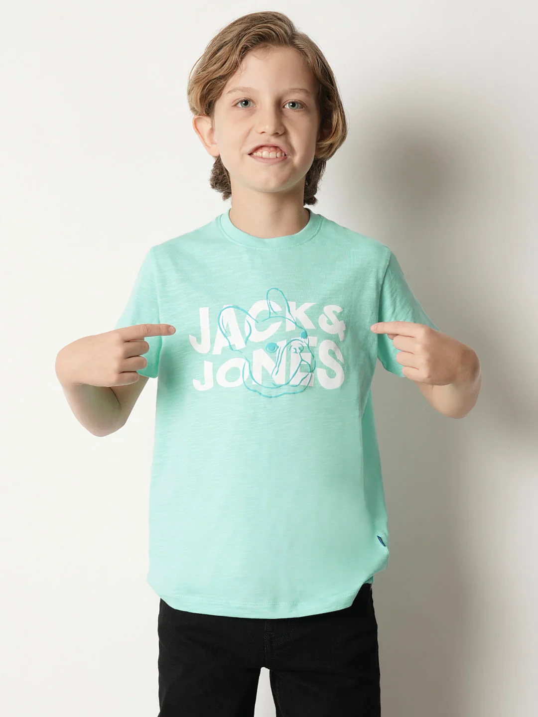 Boys Blue Logo Print Crew Neck T-shirt - Image 2
