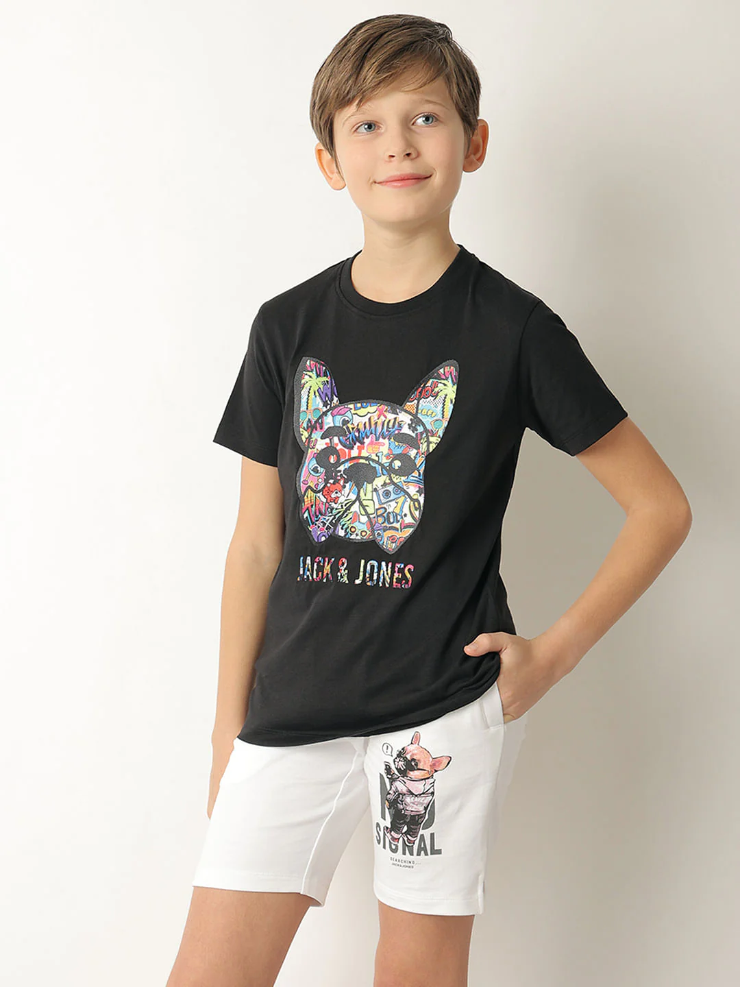 Boys Black Graphic Doggo T-shirt - Image 2