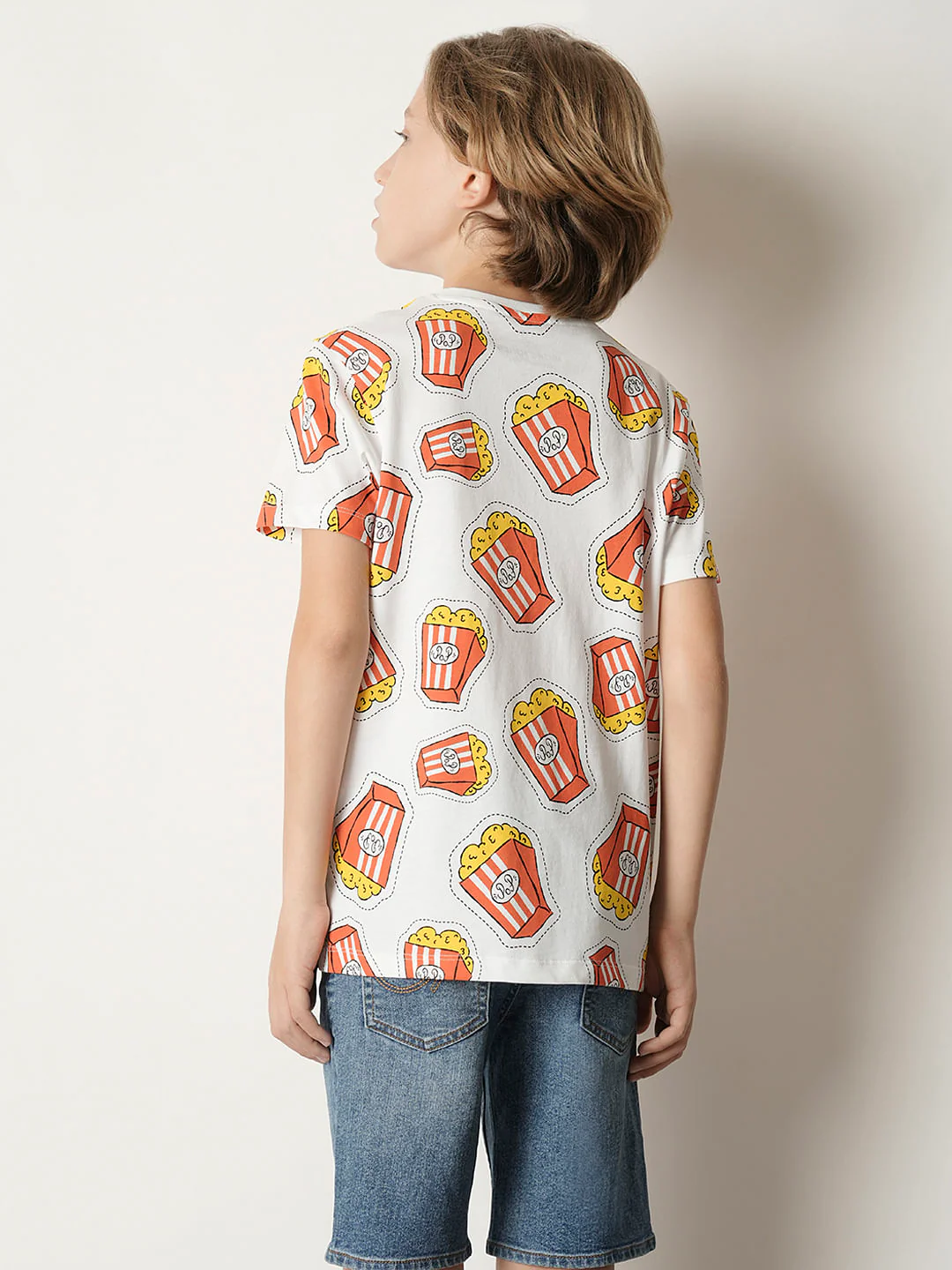 Boys Light Pink Printed Crew Neck T-shirt - Image 4