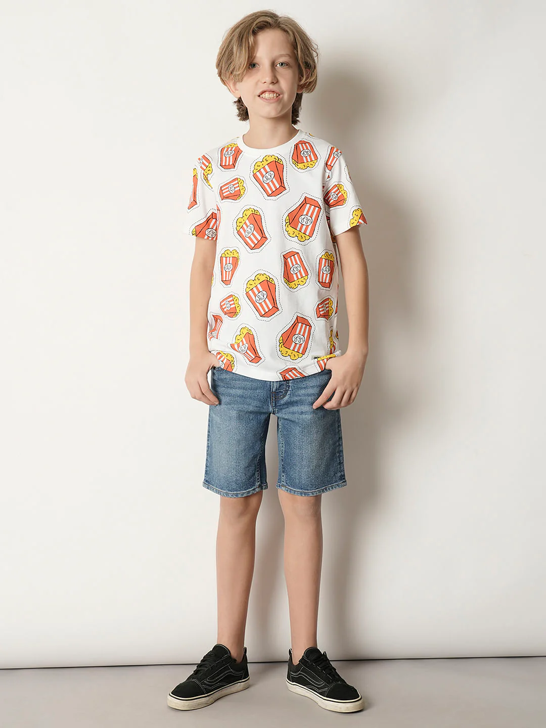 Boys Light Pink Printed Crew Neck T-shirt - Image 5