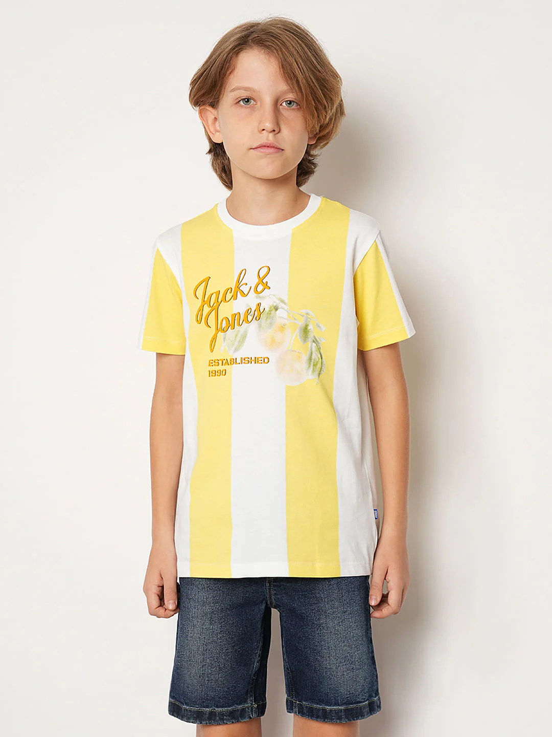 Boys Yellow Colourblocked Crew Neck T-shirt - Image 2