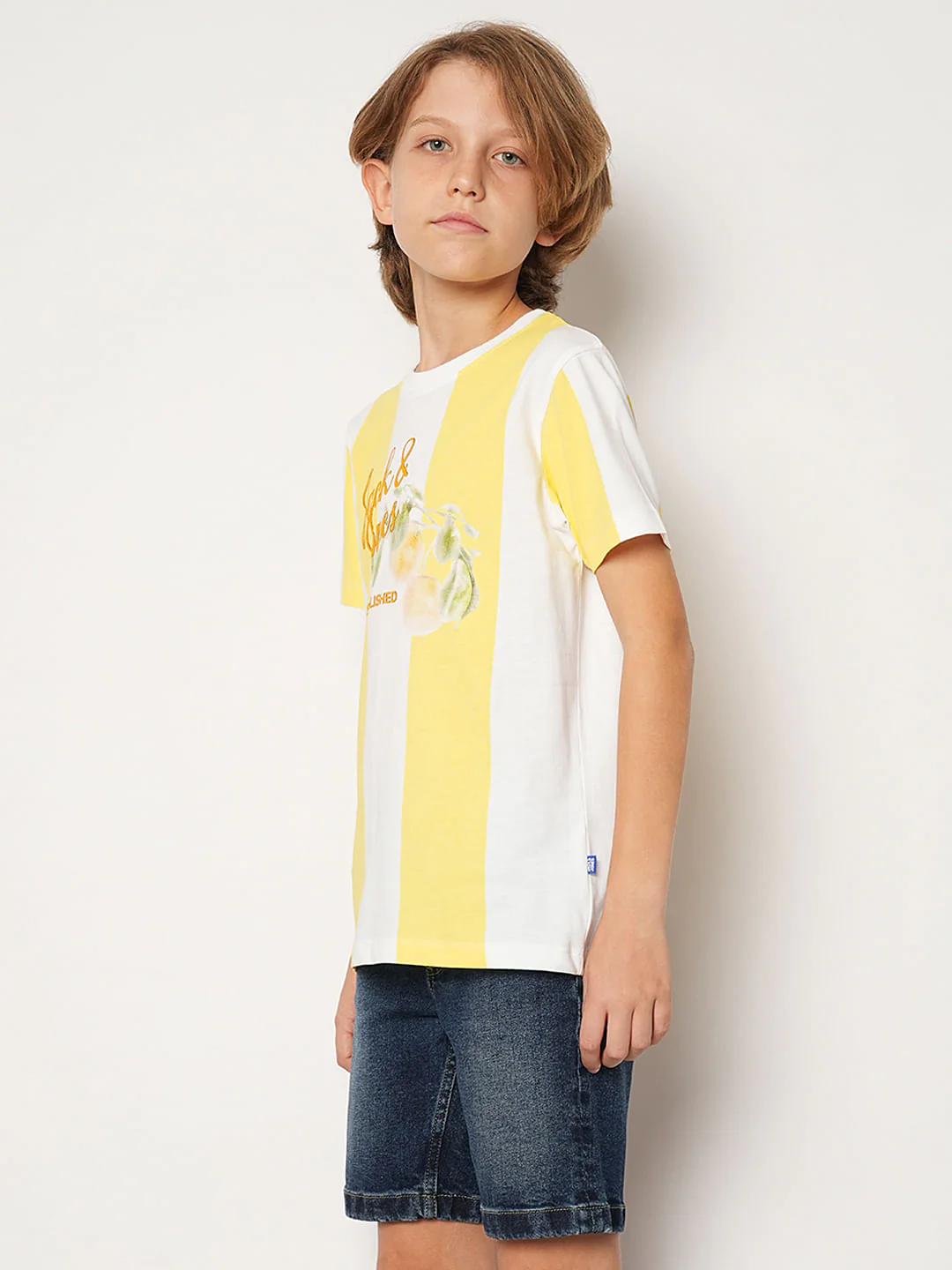 Boys Yellow Colourblocked Crew Neck T-shirt - Image 3