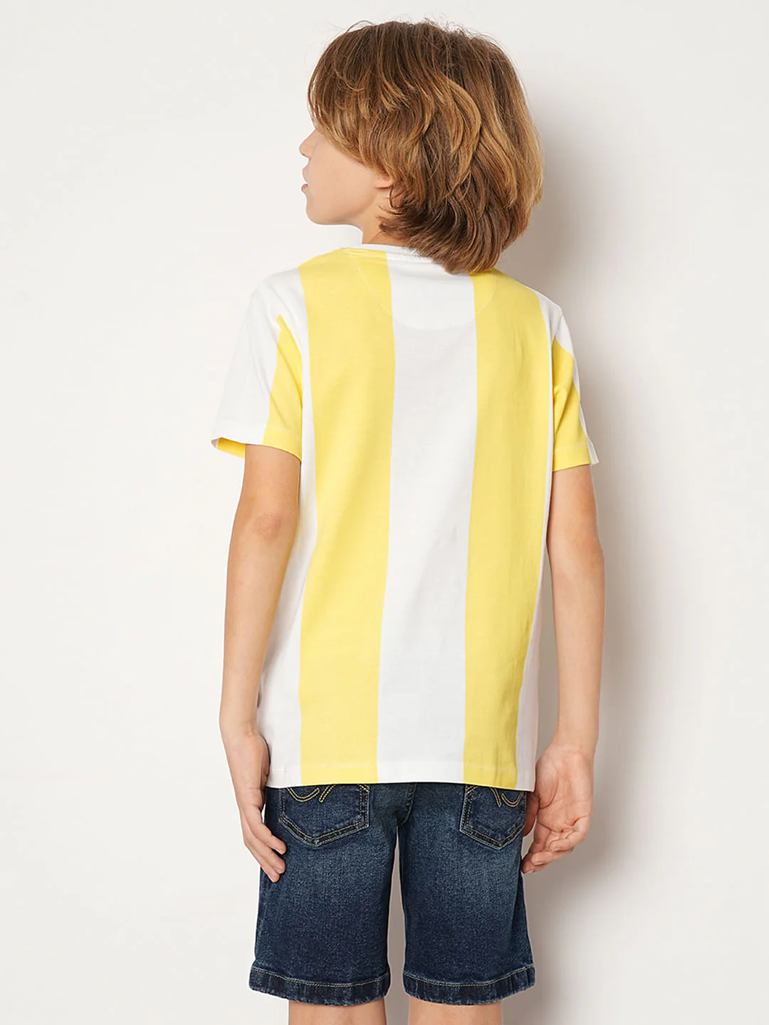 Boys Yellow Colourblocked Crew Neck T-shirt - Image 4