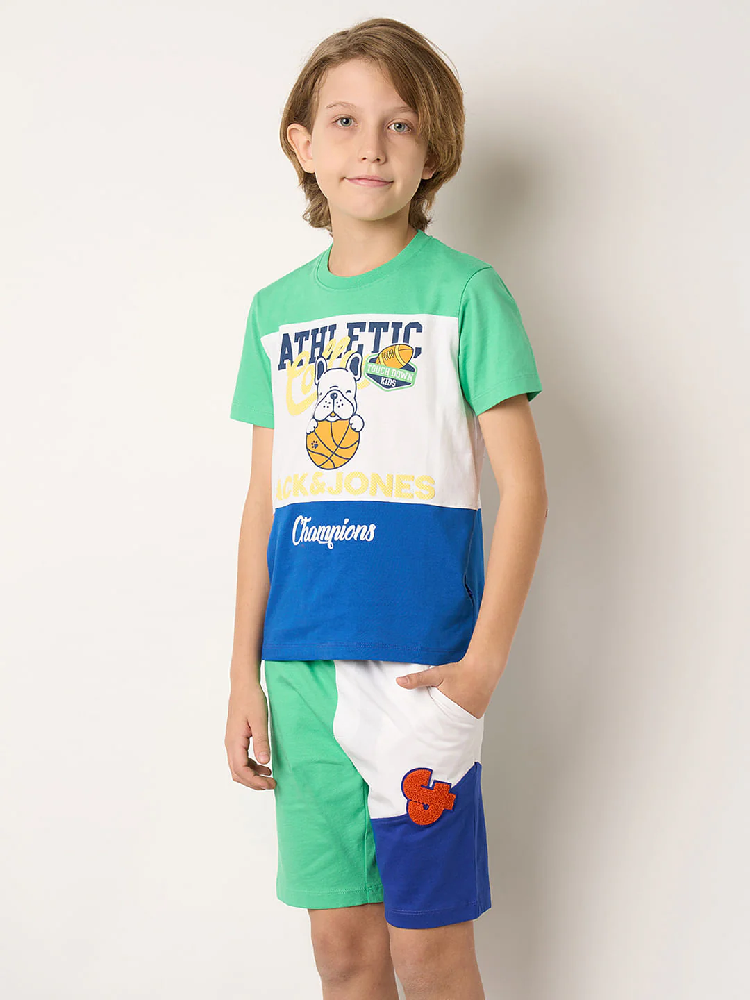 Boys Green Colourblocked Co-ord Set T-shirt - Image 3