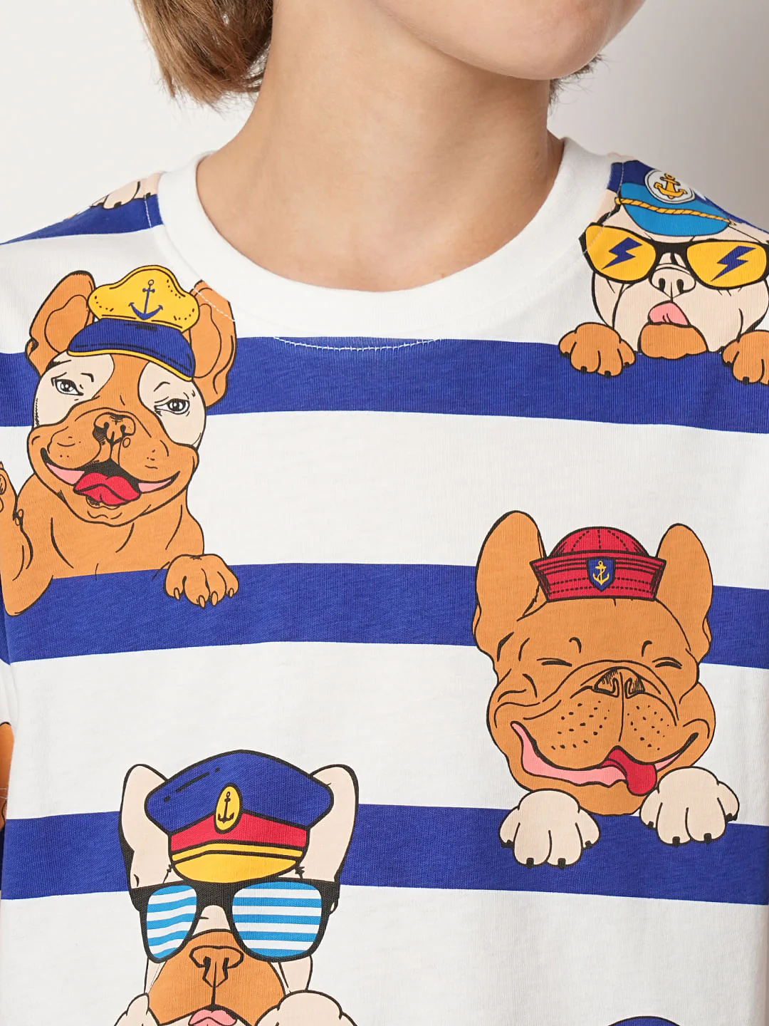 Boys Blue Striped Co-ord Set T-shirt - Image 6