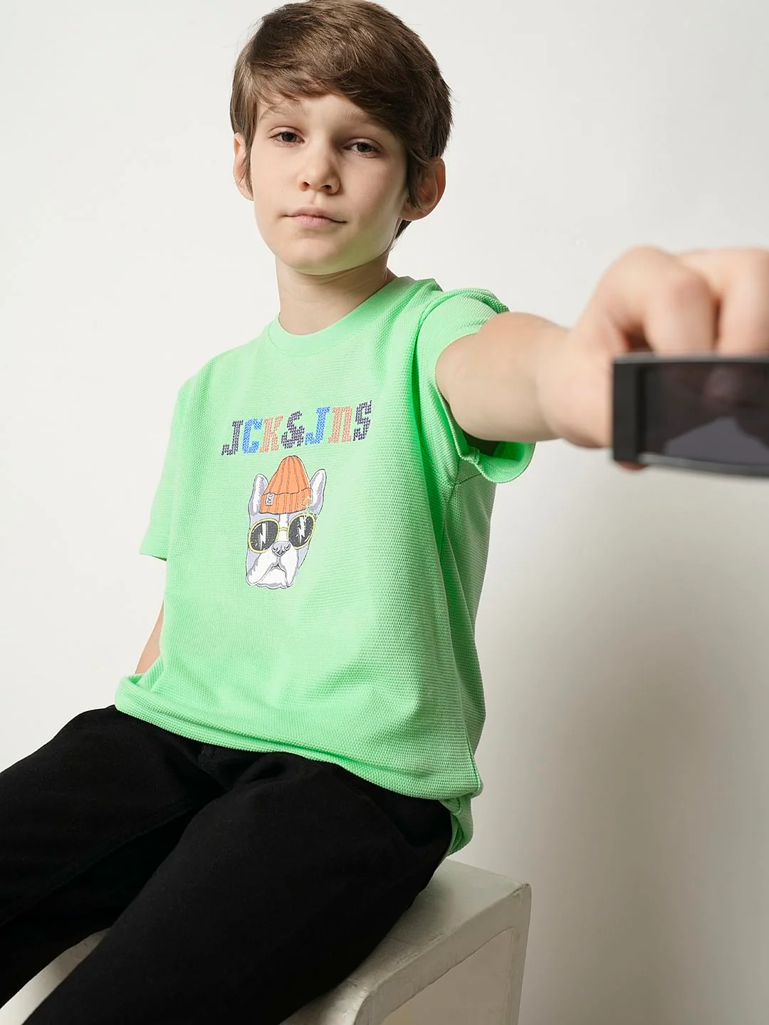 Boys Green Dot Embroidered T-shirt