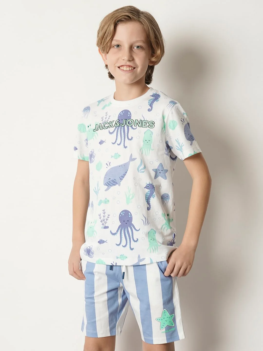 Boys White Sea-Life Print T-shirt - Image 2