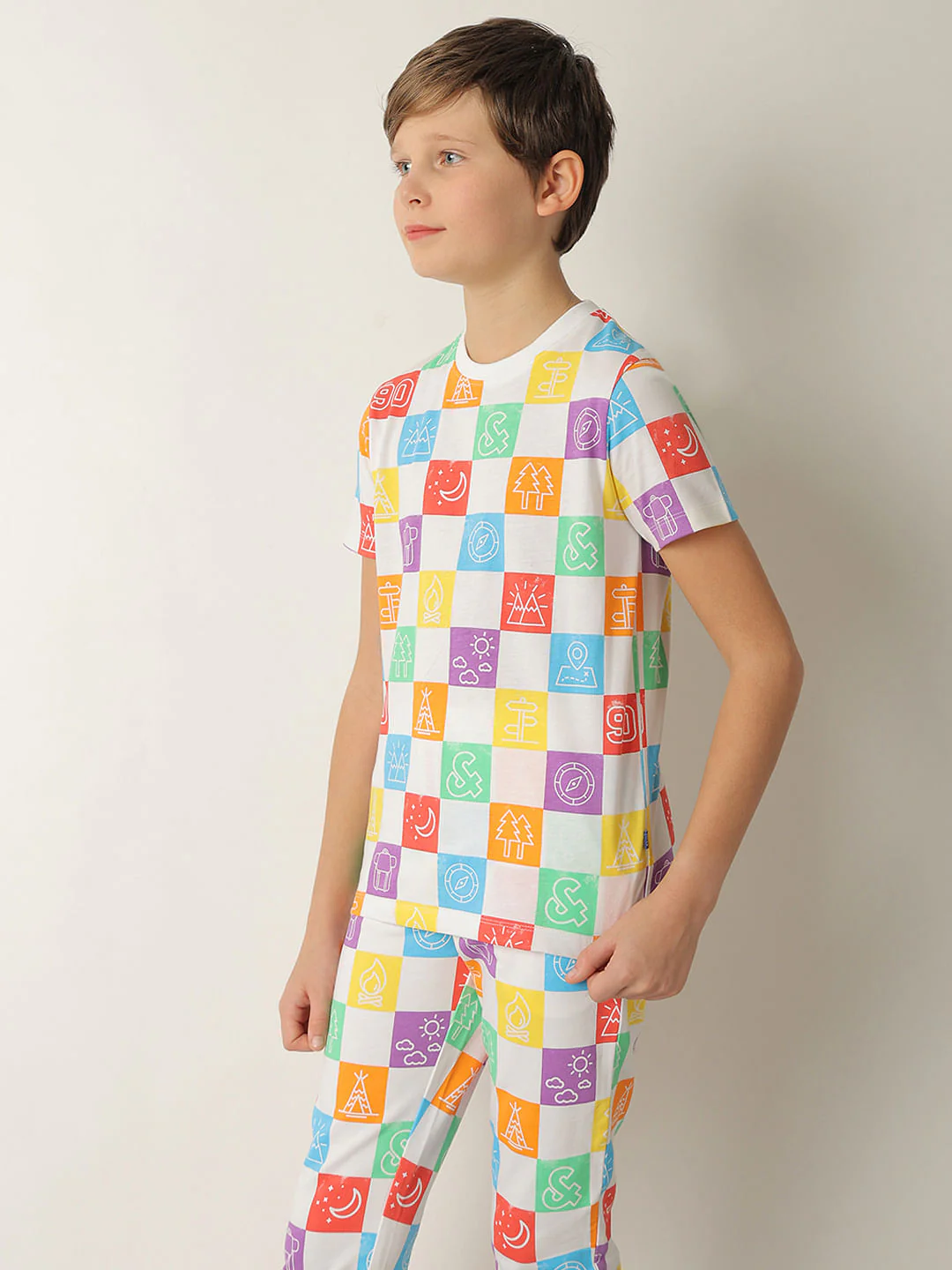 Boys White Printed Co-ord Set T-shirt - Image 3