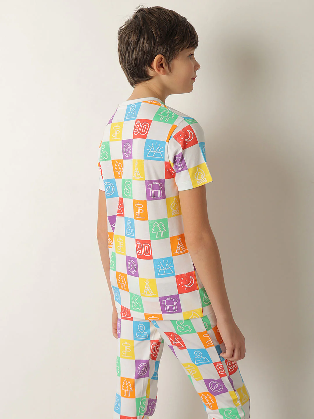 Boys White Printed Co-ord Set T-shirt - Image 4