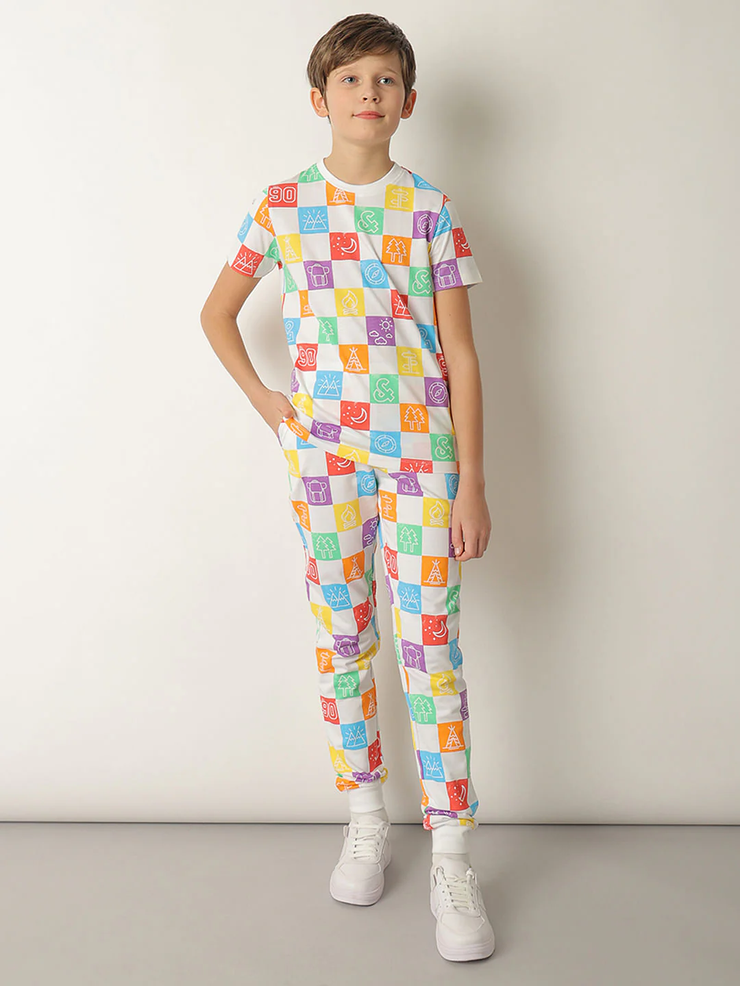 Boys White Printed Co-ord Set T-shirt - Image 5