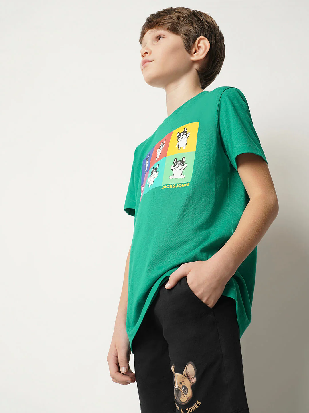 Boys Green Moody Doggo Print T-shirt - Image 3