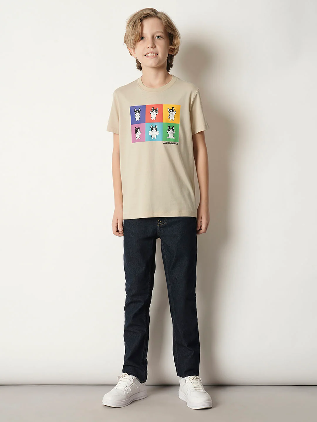 Boys Beige Doggo Print T-shirt - Image 5