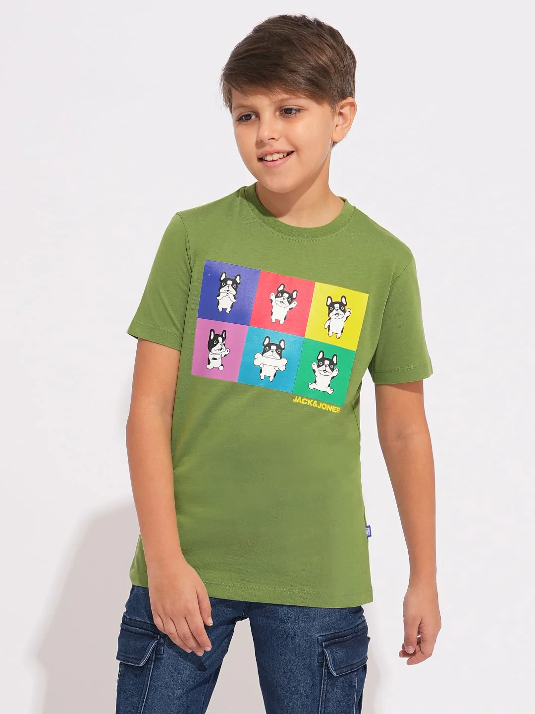Green Logo Print Crew Neck T-shirt - Image 2
