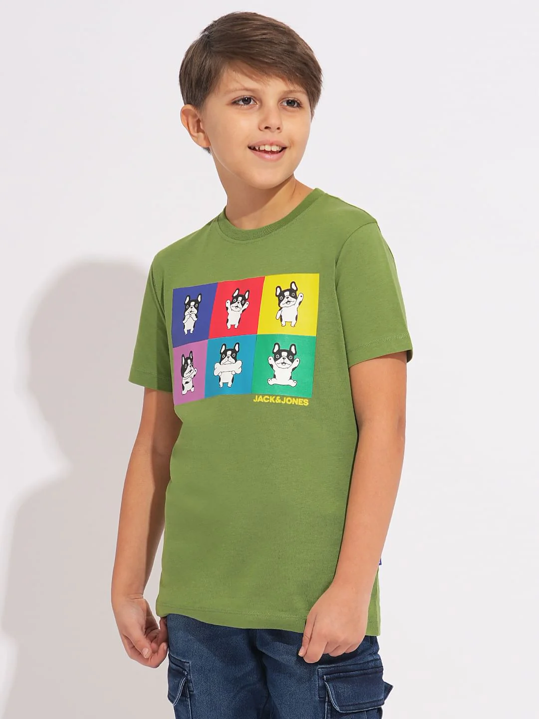 Green Logo Print Crew Neck T-shirt - Image 3