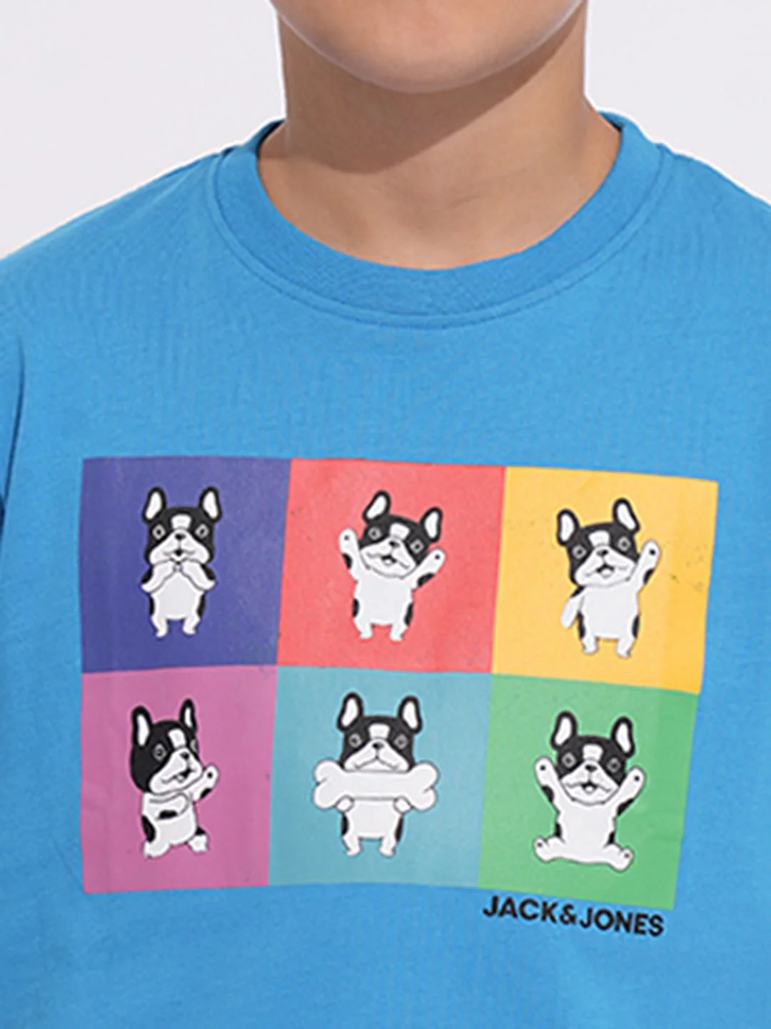 Blue Logo Print Crew Neck T-shirt - Image 6