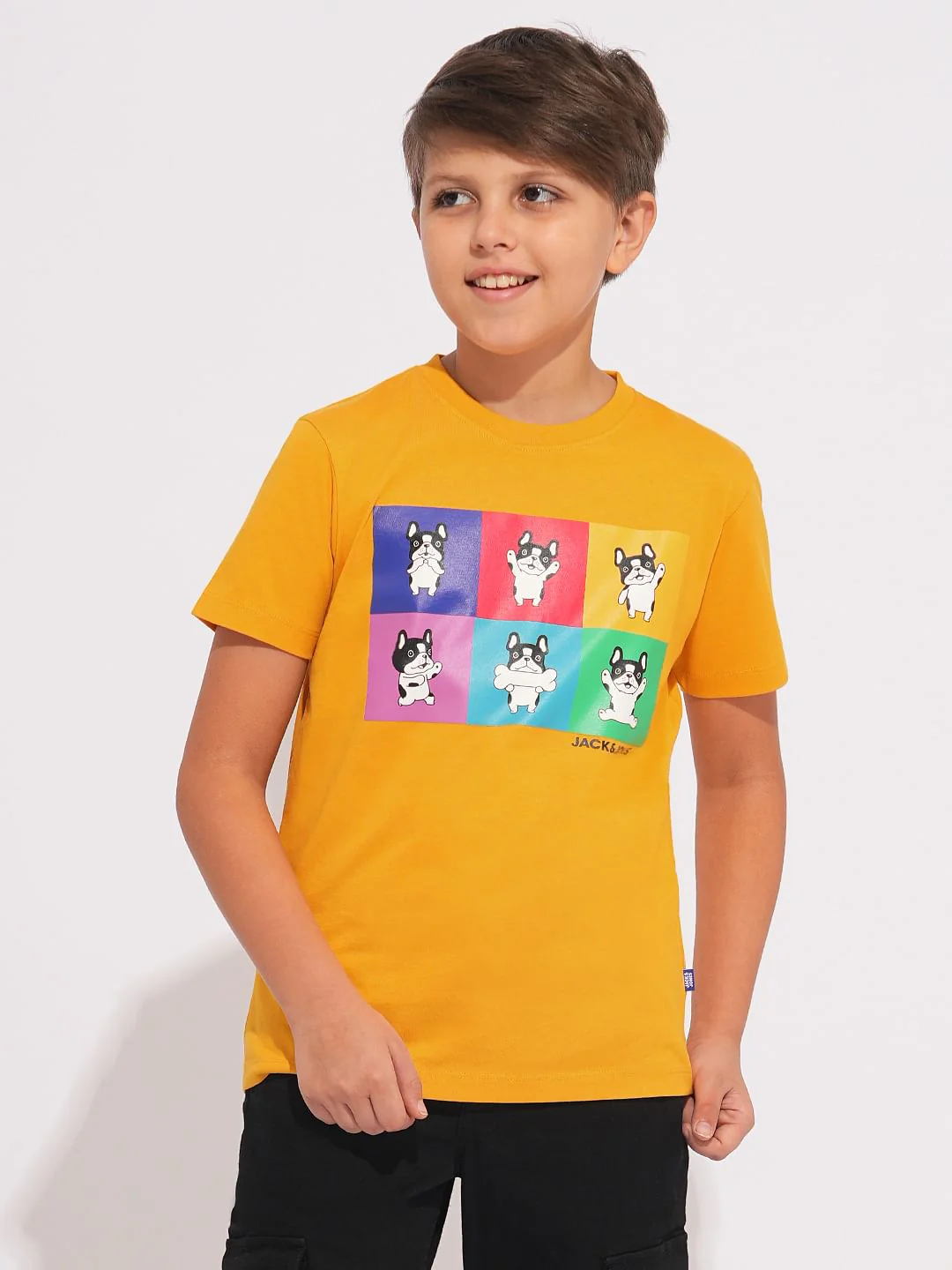 Yellow Logo Print Crew Neck T-shirt - Image 2