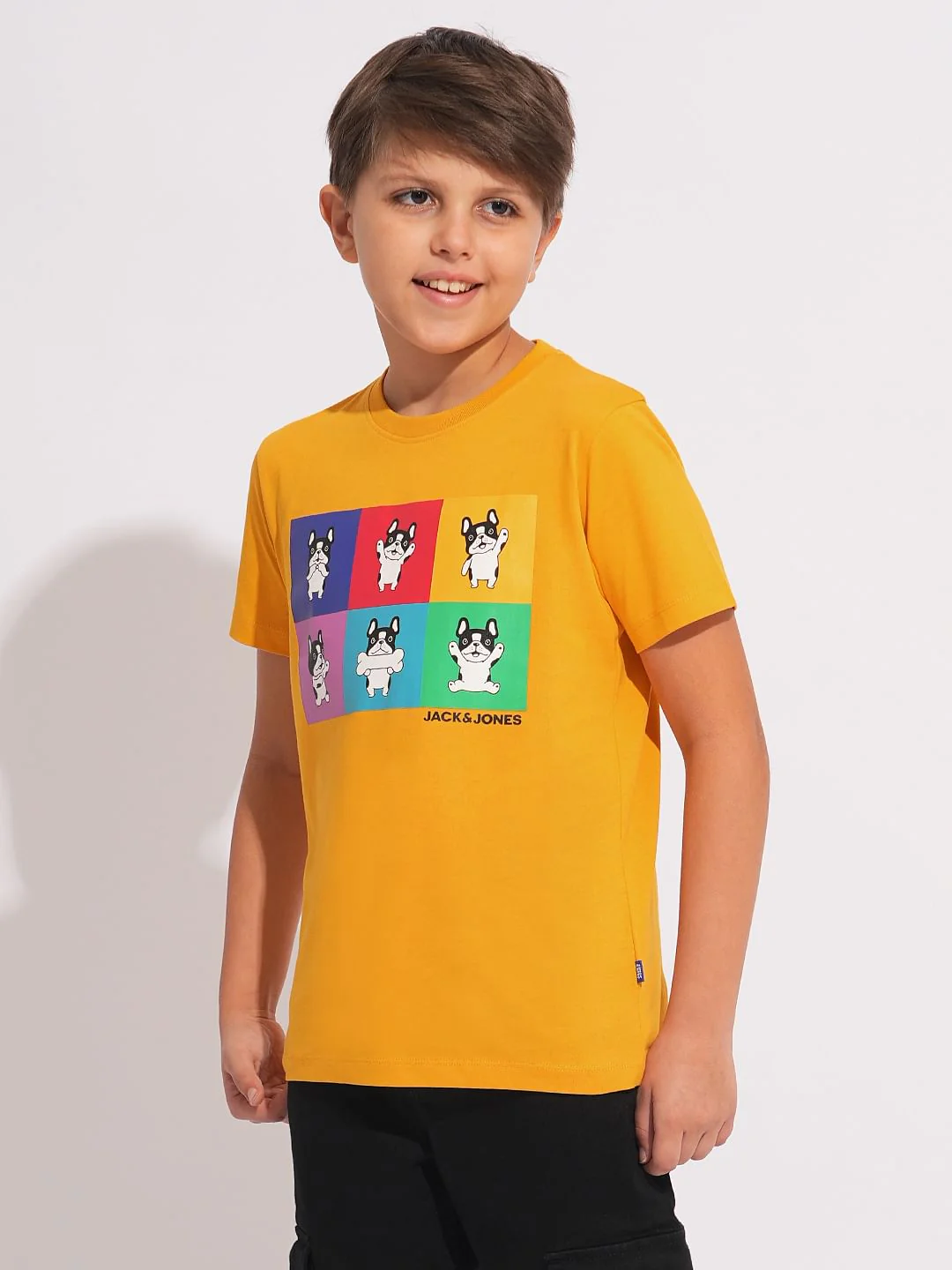 Yellow Logo Print Crew Neck T-shirt - Image 3
