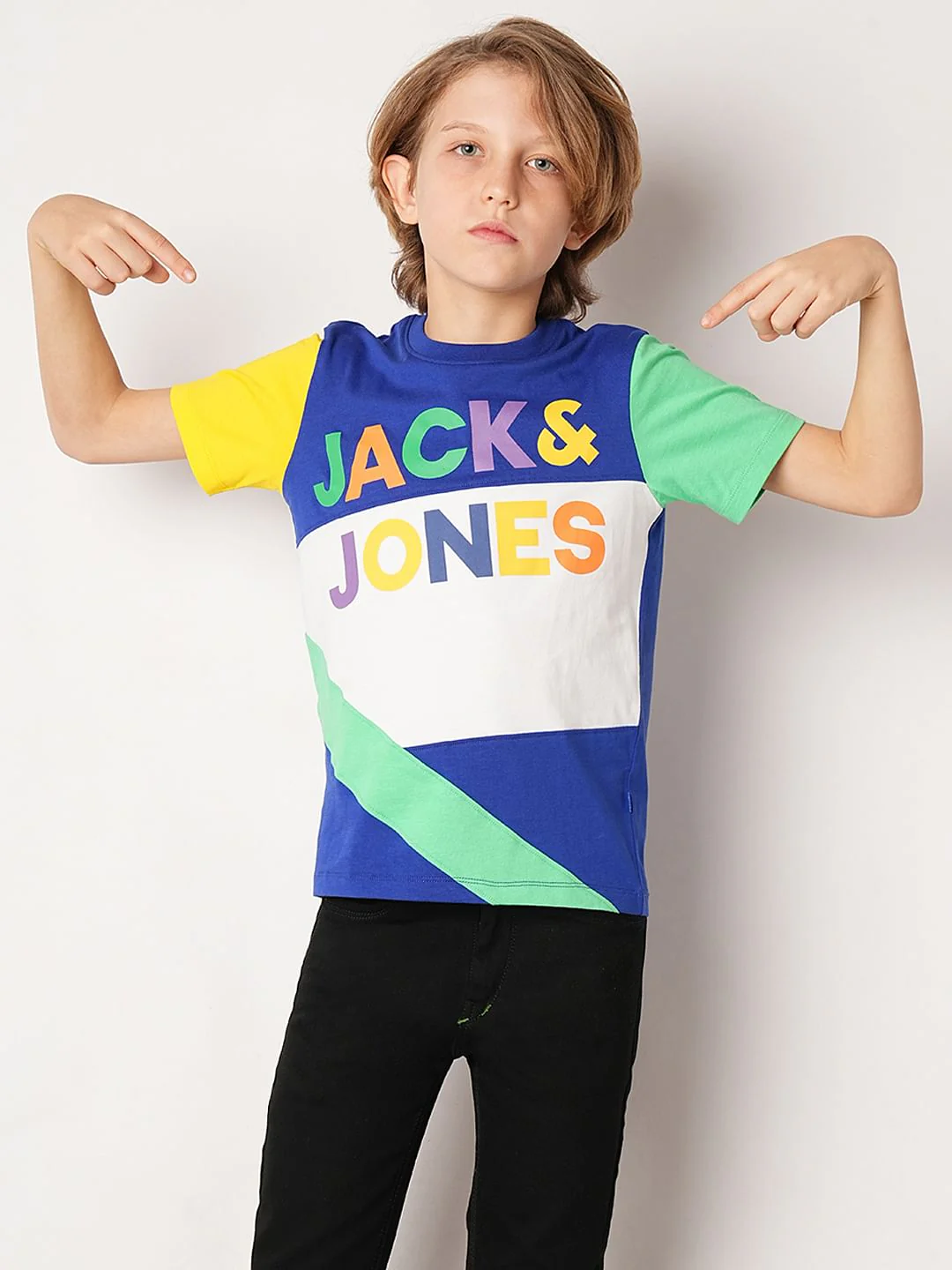 Blue Colourblocked Co-ord Set T-Shirt - Image 2