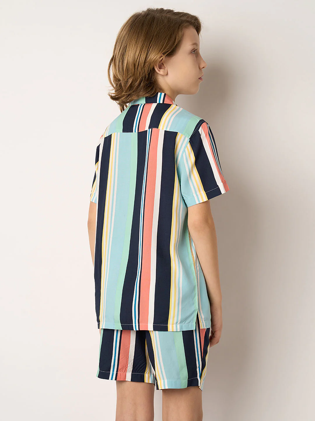 Boys Multi-Colour Striped Co-ord Set Shirt - Image 4