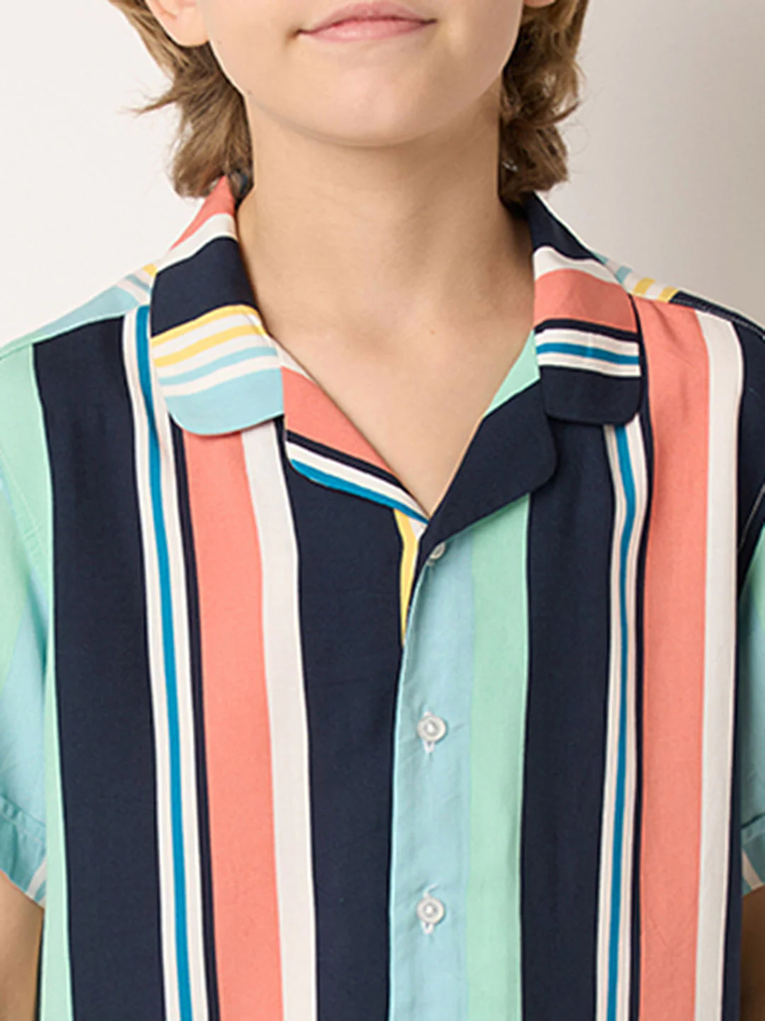 Boys Multi-Colour Striped Co-ord Set Shirt - Image 6