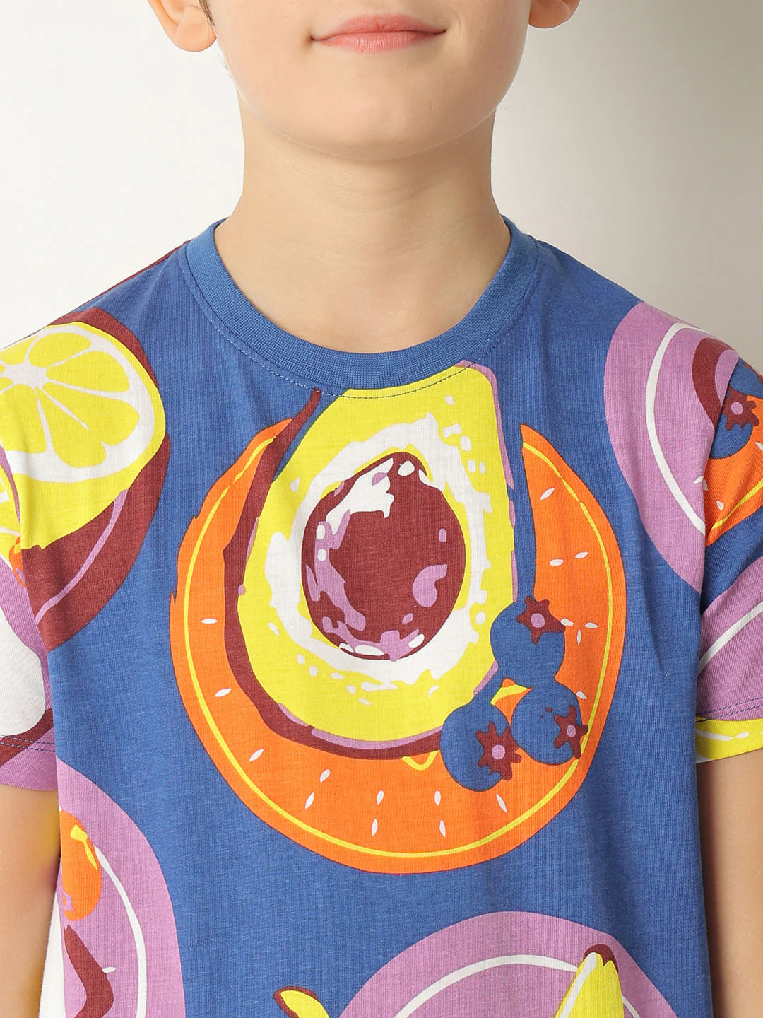 Boys Blue Fruit Print Co-ord Set T-shirt - Image 6