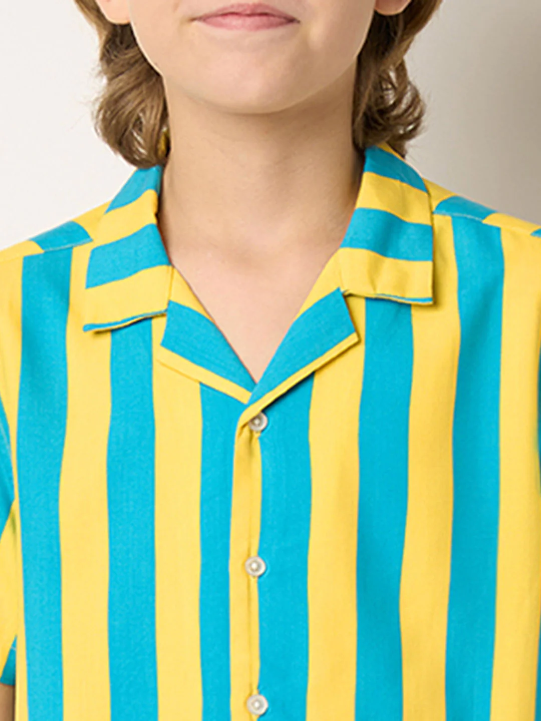 Boys Yellow Striped Co-ord Set Shirt - Image 6