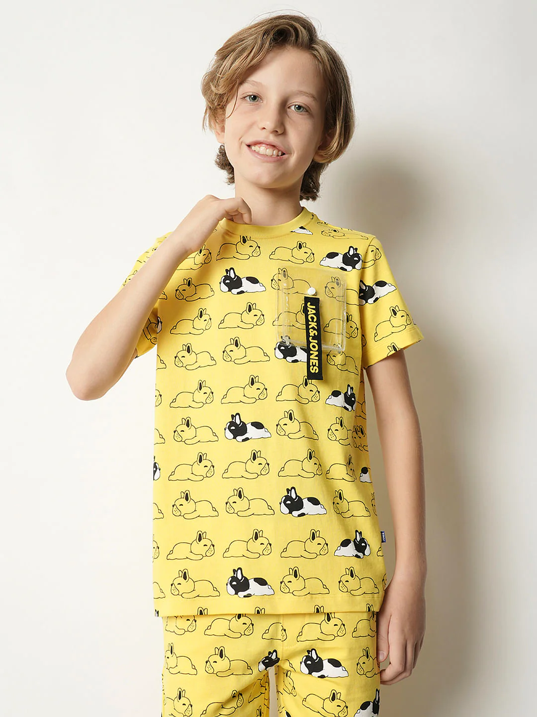 Boys Yellow Sleepy Doggo Co-ord Set T-shirt - Image 2
