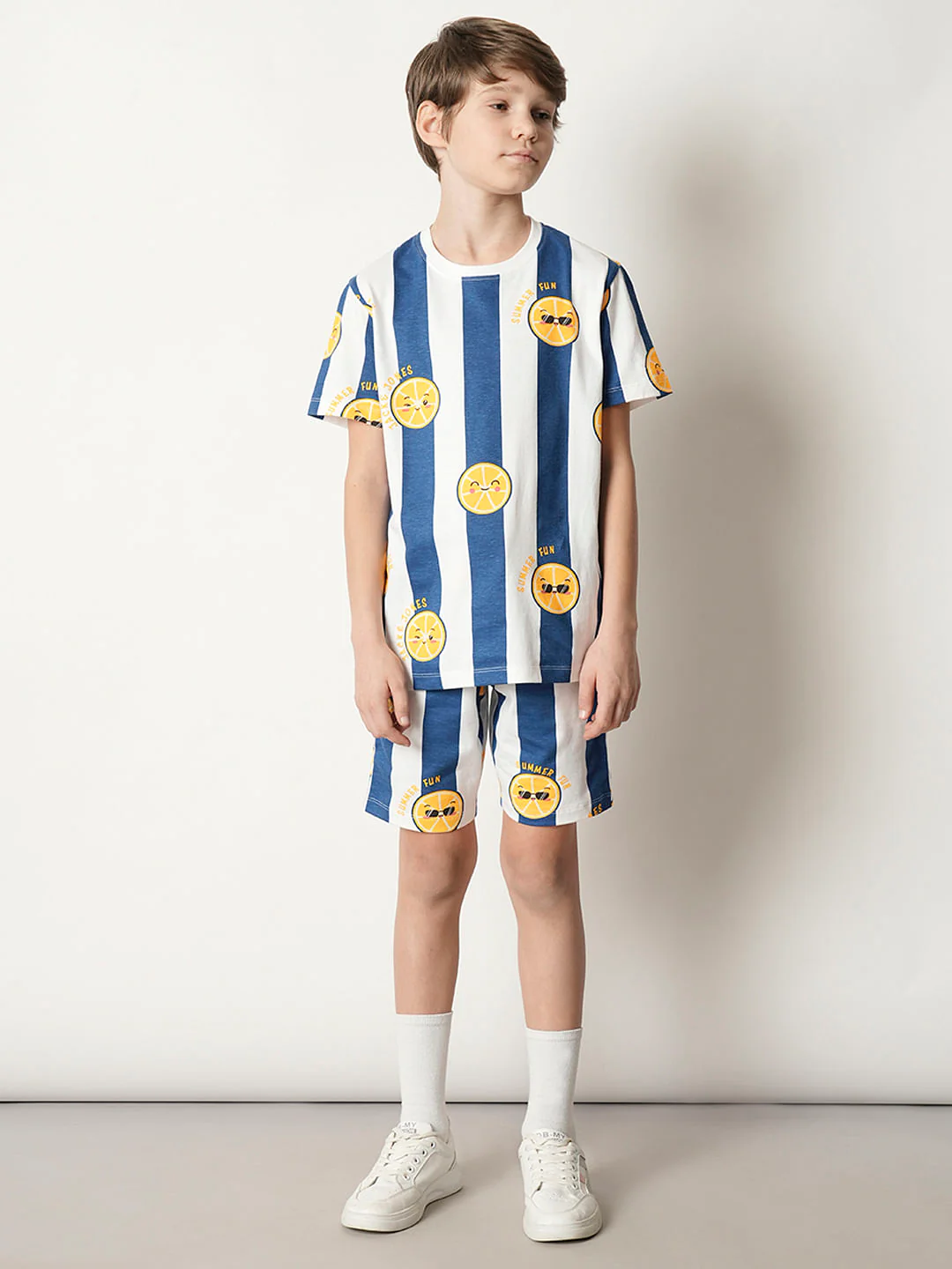 Boys Blue Smiley Print Co-ord Set T-shirt - Image 5