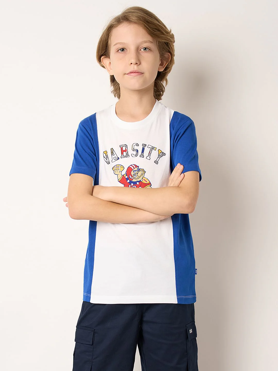 Boys Blue Colourblocked T-shirt - Image 2