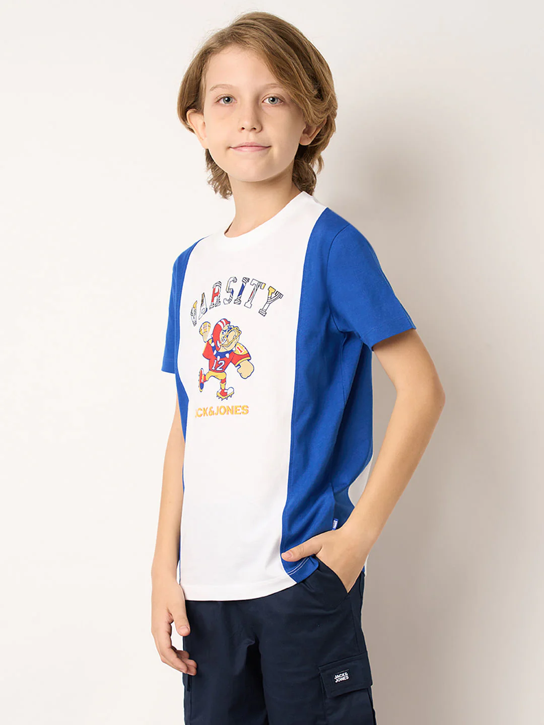 Boys Blue Colourblocked T-shirt - Image 3