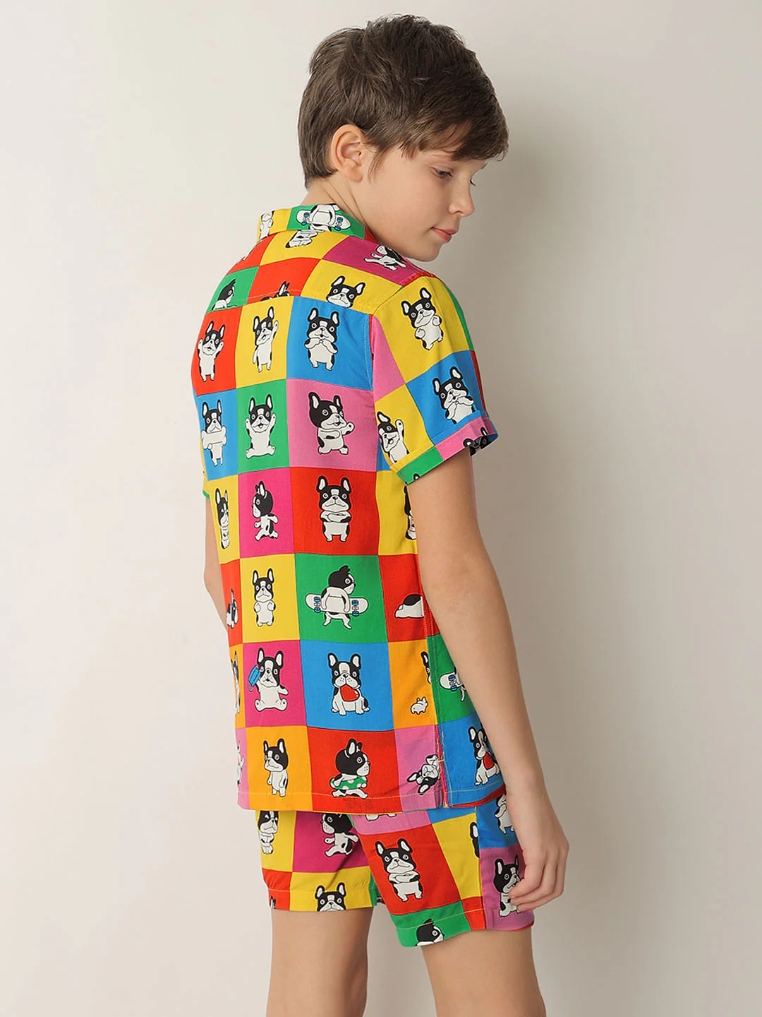 Boys Orange Colourblocked Co-ord Set Shirt - Image 4