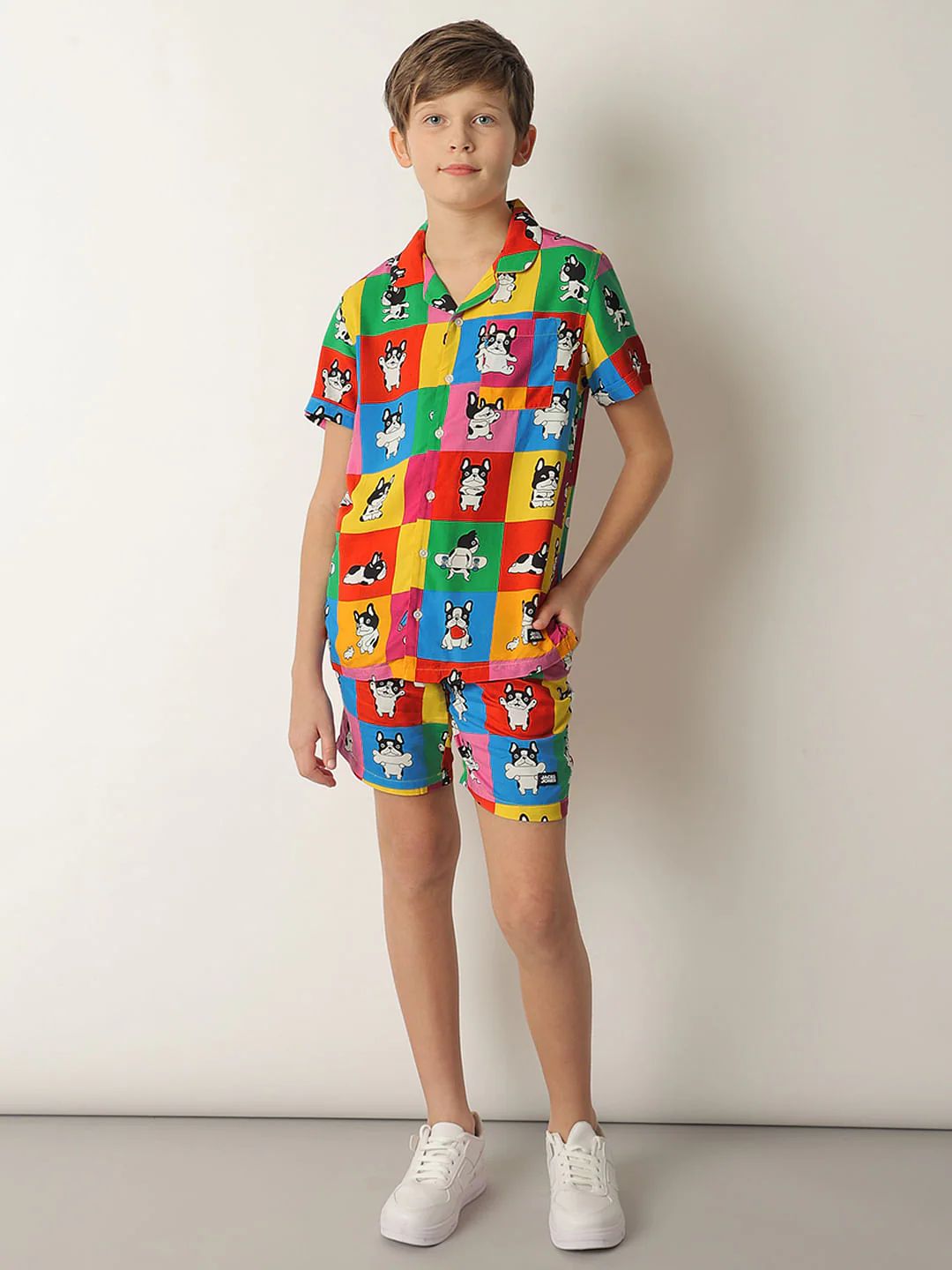 Boys Orange Colourblocked Co-ord Set Shirt - Image 5