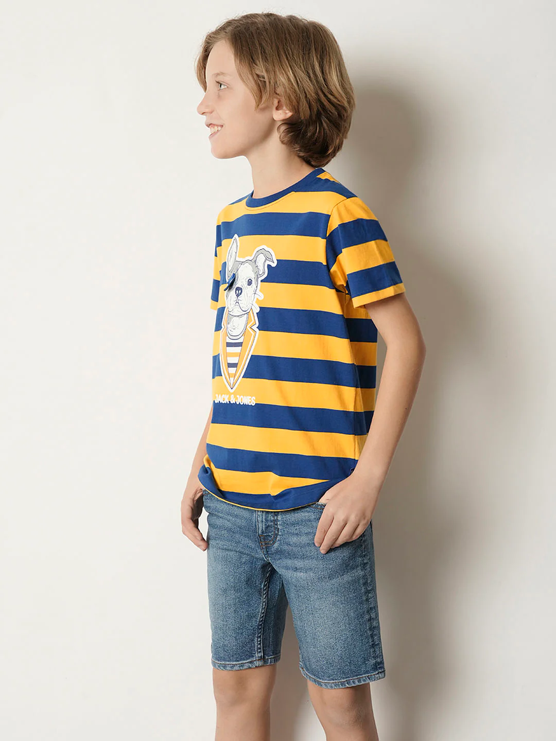 Boys Yellow Striped T-shirt - Image 3
