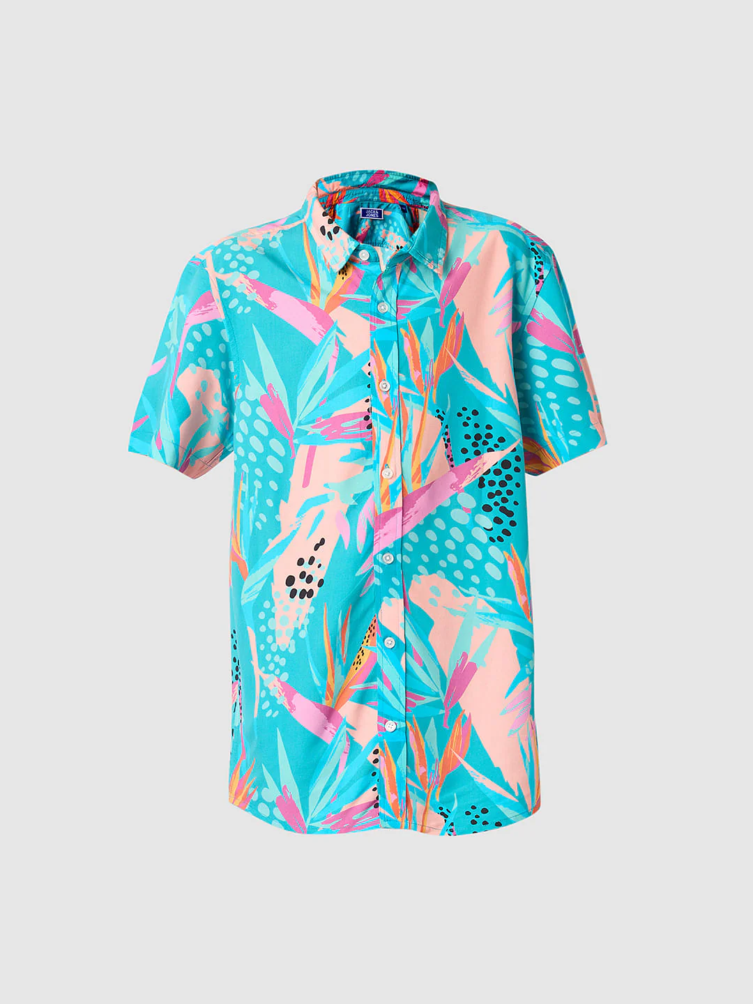 Boys Blue Tropical Print Co-ord Set Shirt - Image 7