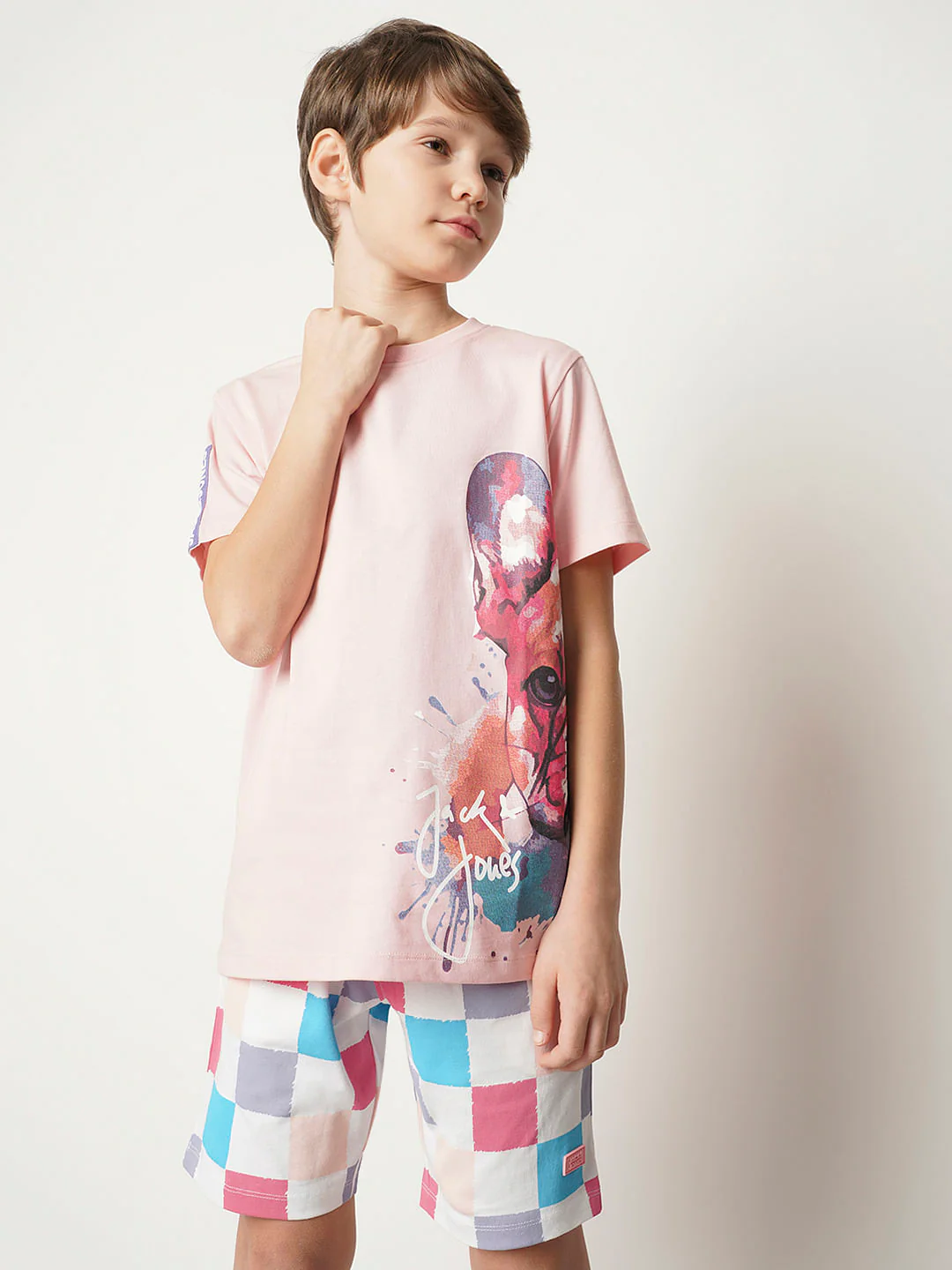 Boys Pink Large Doggo Print T-shirt - Image 2