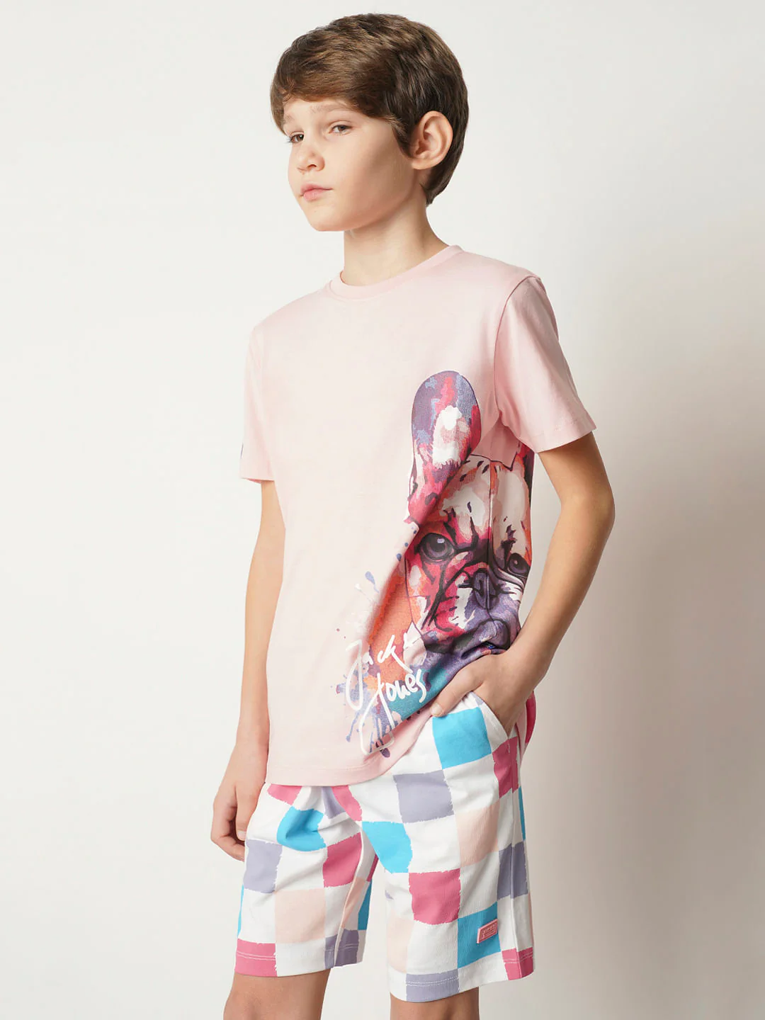 Boys Pink Large Doggo Print T-shirt - Image 3