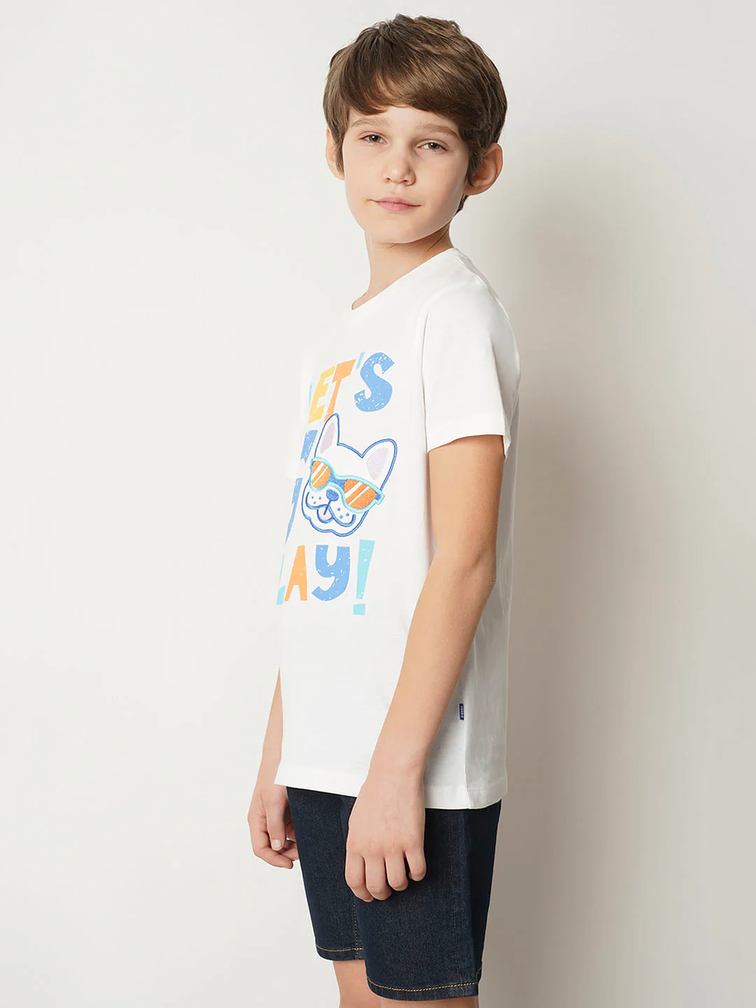 Boys White Text Print T-shirt - Image 3