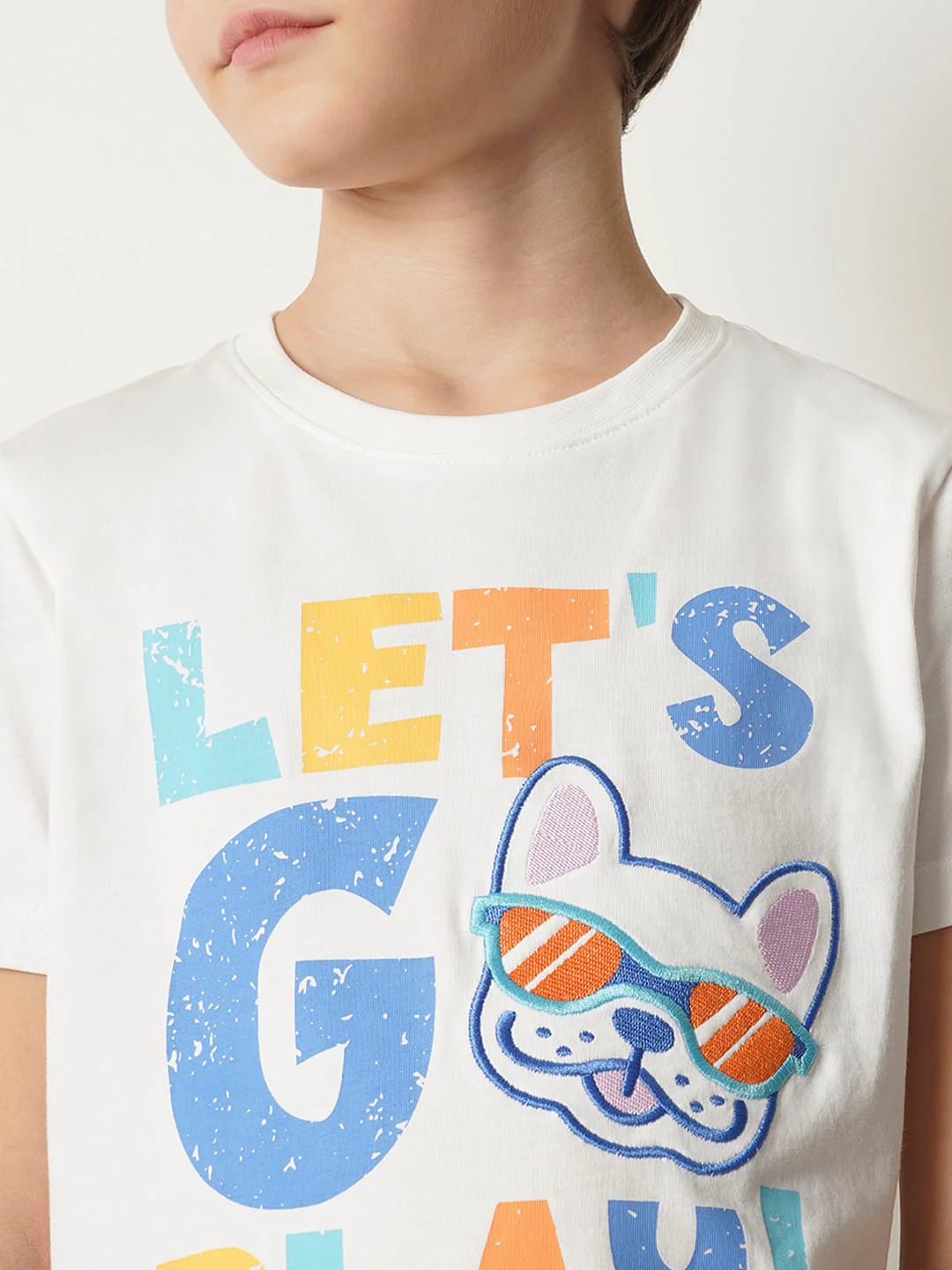 Boys White Text Print T-shirt - Image 6