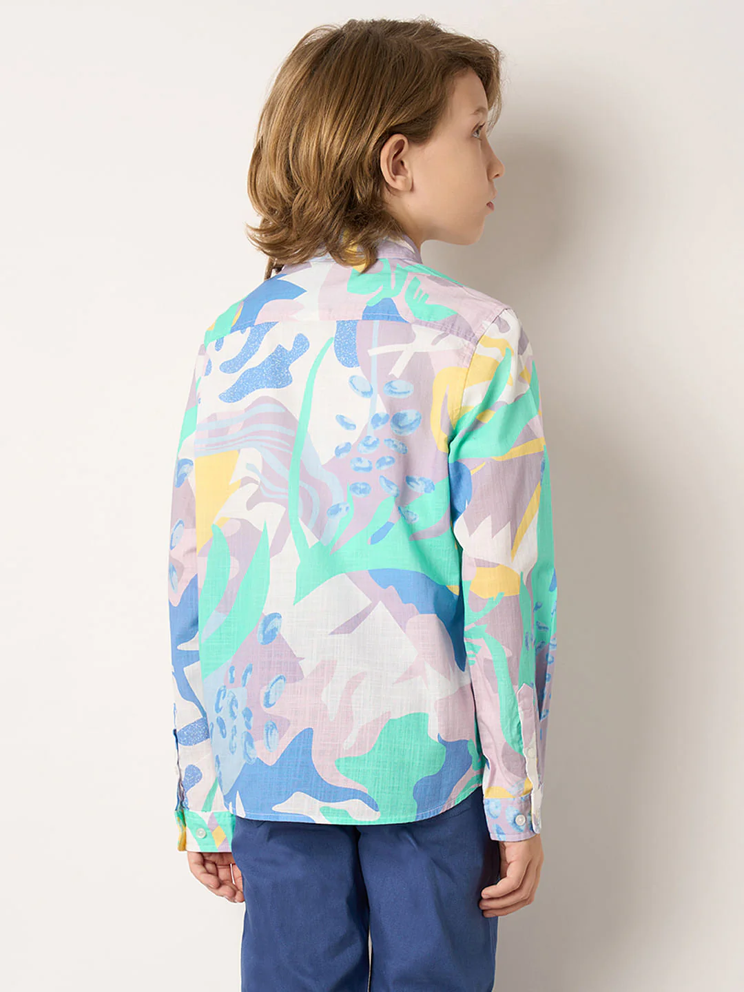 Boys Purple Printed Full Sleeves Shirt - Image 4