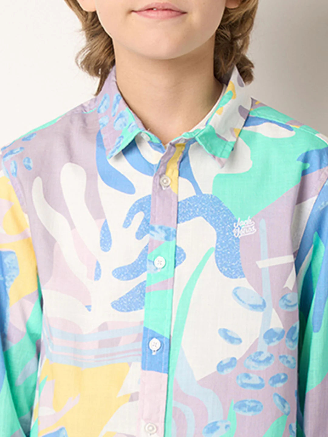 Boys Purple Printed Full Sleeves Shirt - Image 6