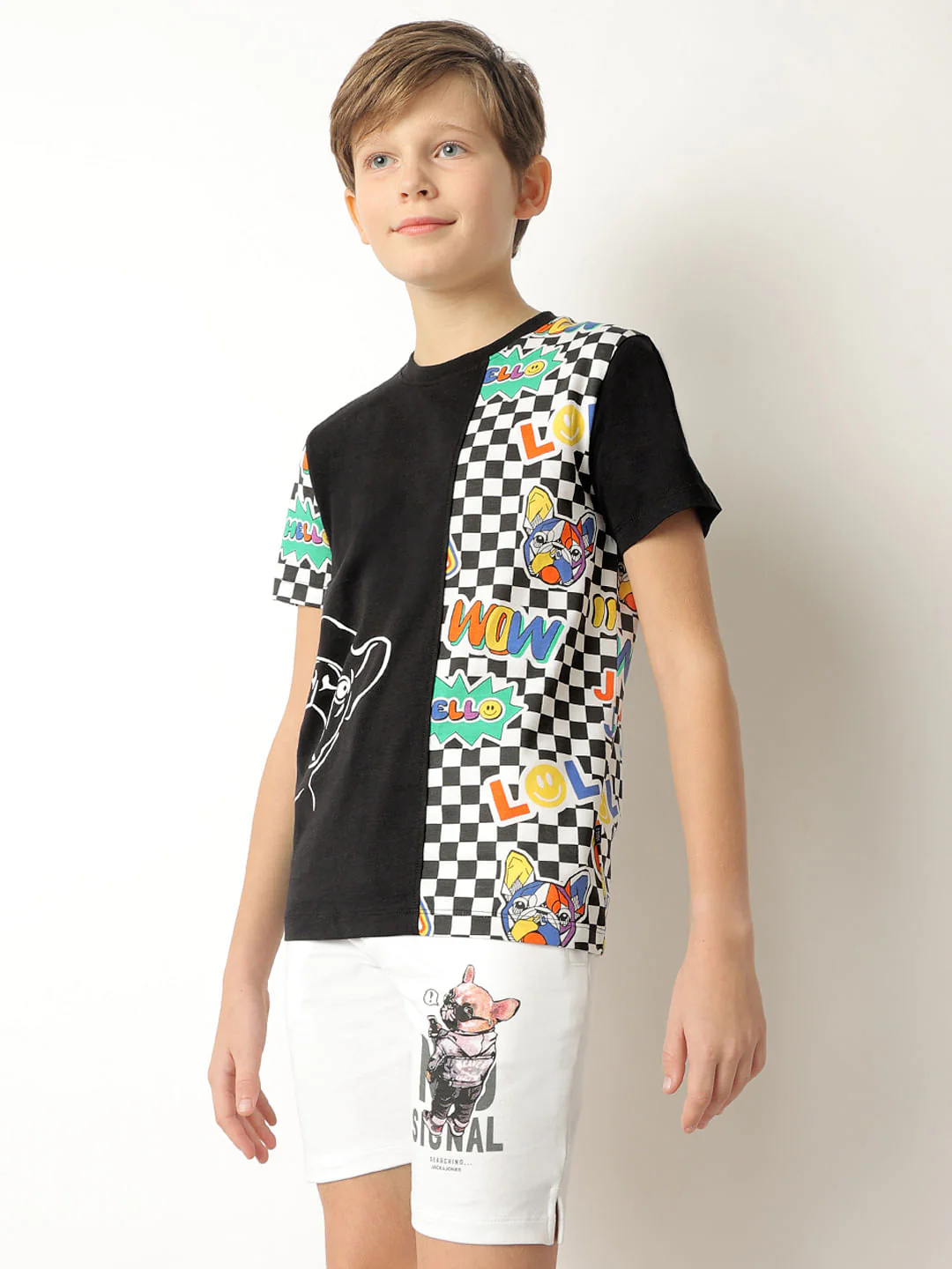 Boys Black Cut & Sew Printed T-shirt - Image 3