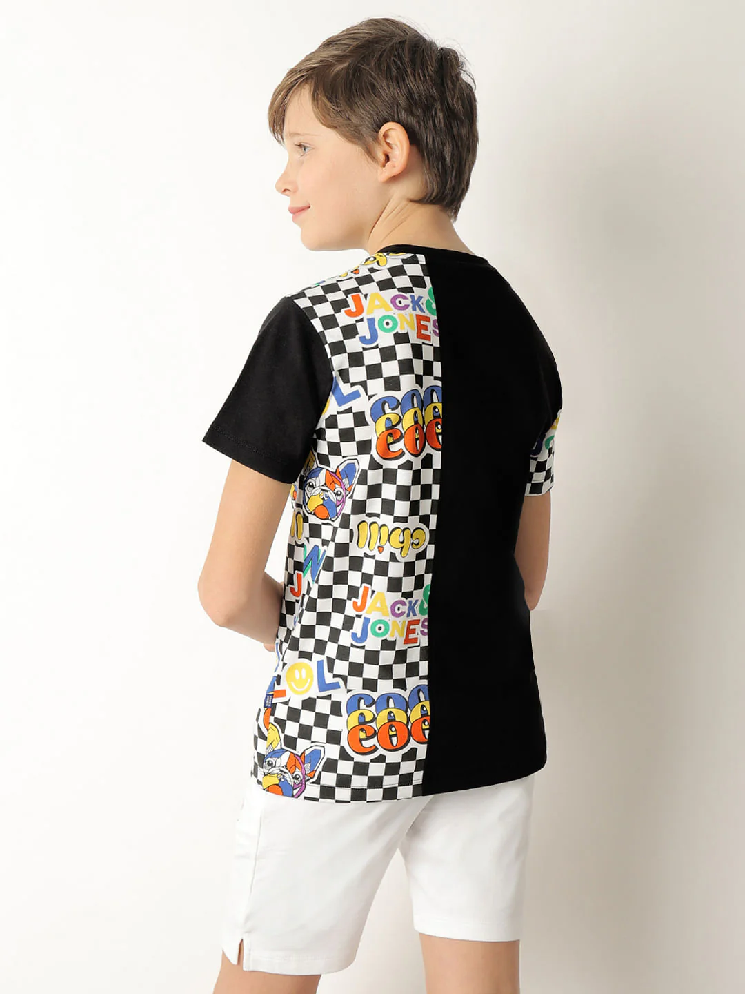 Boys Black Cut & Sew Printed T-shirt - Image 4