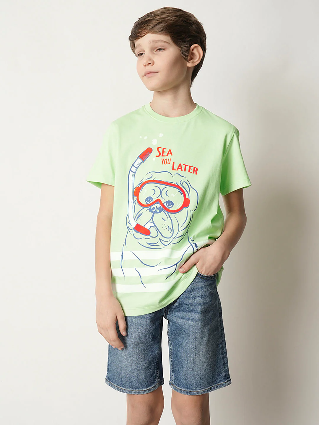 Boys Green Graphic Print T-shirt - Image 2