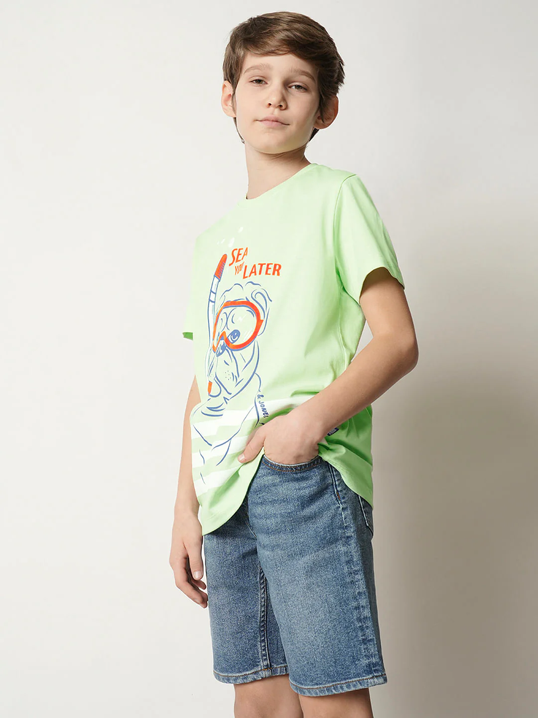 Boys Green Graphic Print T-shirt - Image 3